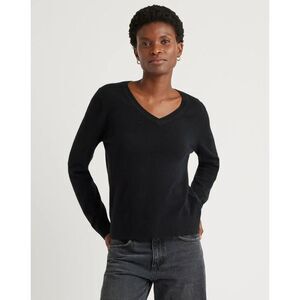 Quince Women's Mongolian Cashmere V-Neck Sweater Black XS